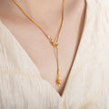 Metal Knot Lariat Snake Chain Y Necklace Gold and Steel view 7