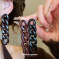 Burgundy Acrylic Chain Link Long Drop Earrings for Women view 2