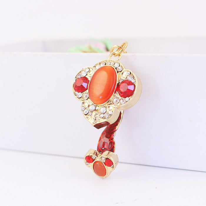 Lucky Ruyi Rhinestone Car Keychain Bag Charm for Women