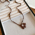 Brown Teddy Bear Pendant Necklace With Polished Metal Tone Details view 7