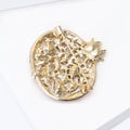 Red Enamel Pomegranate Brooch with Faceted Seed Details view 4