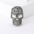 Pave Rhinestone Skull Brooch Pin Silver Black 2 Colors view 7