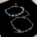 Silver Multicolor Crystal Cross Charm Chain Bracelet view 2