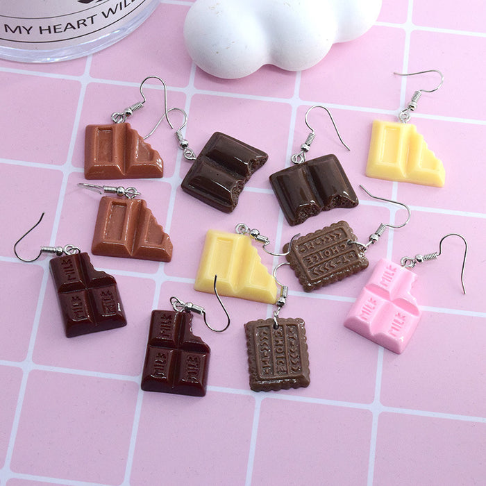 Miniature Chocolate Bar Resin Hook Earrings in Six Designs