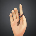 Dark Wood Bead Decade Rosary Cross Black Cord Prayer Loop view 4