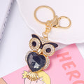 Heart Gem Owl Keychain Rhinestone Eyes Gold Clasp Six Colors view 6