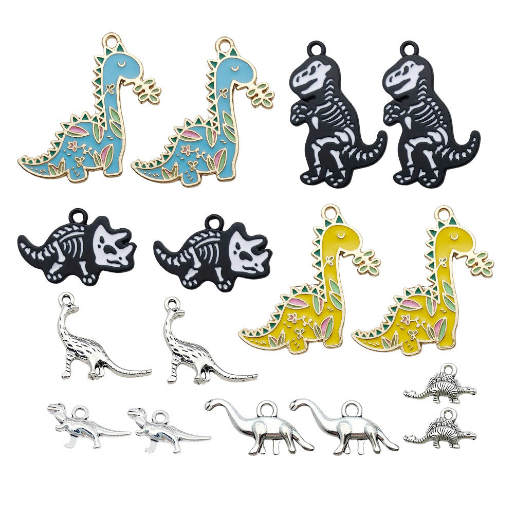 Enamel Zinc Alloy Cartoon Dinosaur Charm Pendants for DIY Necklace Keychain Jewelry