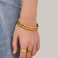 Gold Twisted Wrap Clasp Bangle 316L Stainless Steel view 4