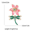 Lotus And Dragonfly Brooch In 2 Styles With Enamel And Crystal Details view 6