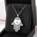 Gold and Silver Tone Crystal Hamsa Heart Eye Necklaces view 10