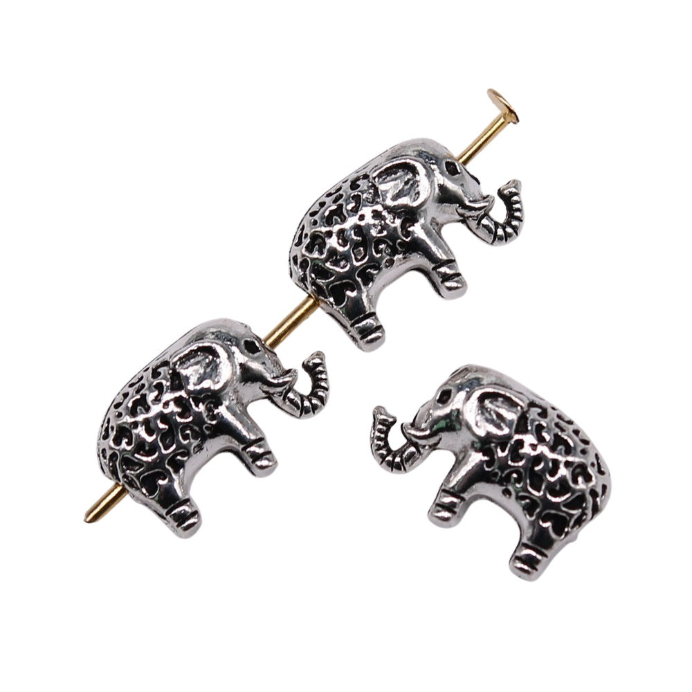 13x8mm 1.38g Antique Silver Zinc Alloy Elephant Small Hole Loose Metal Beads for DIY Jewelry Making