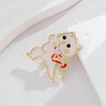 White Cat Pink Bow Gold Tone Metal Brooch Pin for Jackets view 5