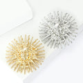 Sculpted Sun Face Brooch With Radiating Rays in Two Tones view 3