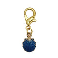 Deep Blue Scallop Shell Enamel Keychain Gold Clasp view 5