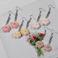 Flocked Cat Paw Chain Drop Earrings in Four Soft Colors view 2