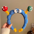 Blue Plush Cartoon Mushroom Antenna Googly Eye Headband view 6