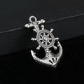 Anchor Ship Wheel Charm Pendant Antique Bronze Silver Tone Alloy view 3