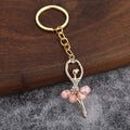 Gold-Tone Ballerina Keychain With Faceted Bead Tutu, 7 Colors view 3