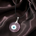 Round Glass Evil Eye Pendant Necklaces on Black Cords view 7