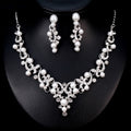 Black Silver Tone Pearl Crystal Scroll Crystal Pearl Look Metal Necklace view 1