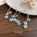 Pastel Flower Chain Drop Earrings in Polished Statement Design view 4