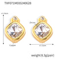 Gold Copper Cushion Zircon Stud Earrings Pendant Necklace Set view 6