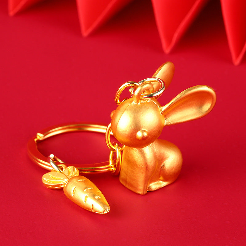 Rabbit Mascot Metal Keychain New Year Gift Accessory