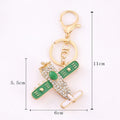Rhinestone Airplane Keychain Gold Metal Star Wing Bag Charm view 2
