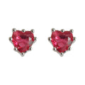Mini Red Heart Zircon Stud Earrings Silver Prong Set view 5