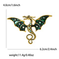 Enamel Rhinestone Western Dragon Brooch Green Brown Blue Red view 4