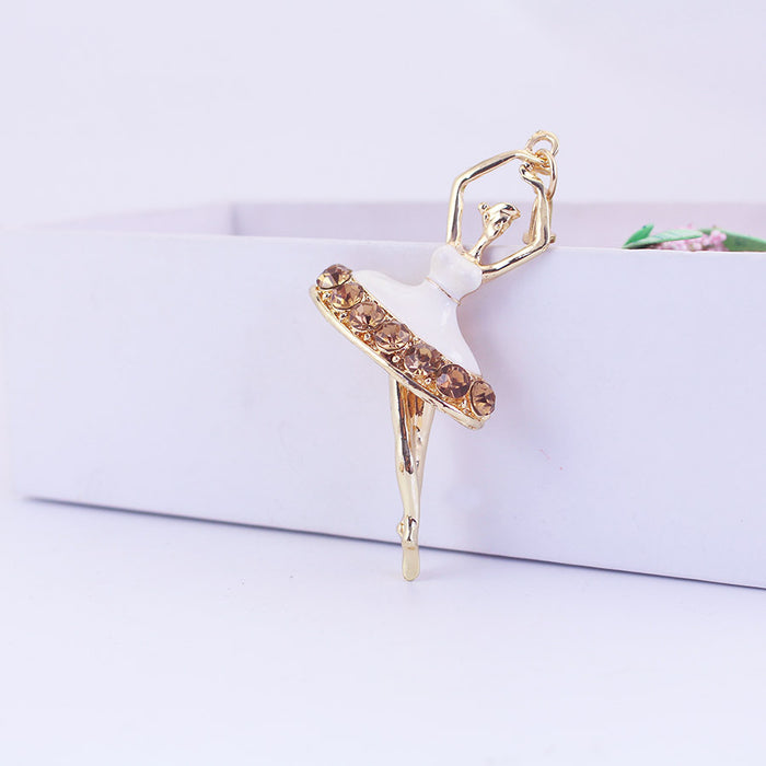 Enamel Ballet Girl Keychain, Cute Car Key Ring and Women's Bag Charm