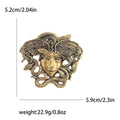 Textured Medusa Head Brooch in Silver and Antique Gold view 5