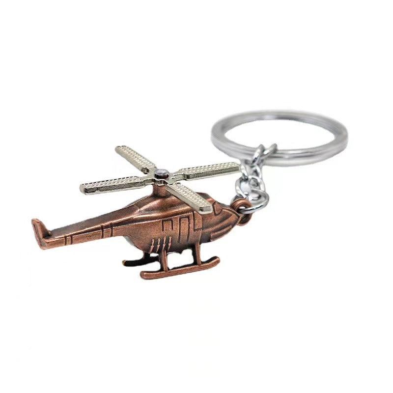 Vintage 3D Helicopter Alloy Keychain Bag Charm for Men