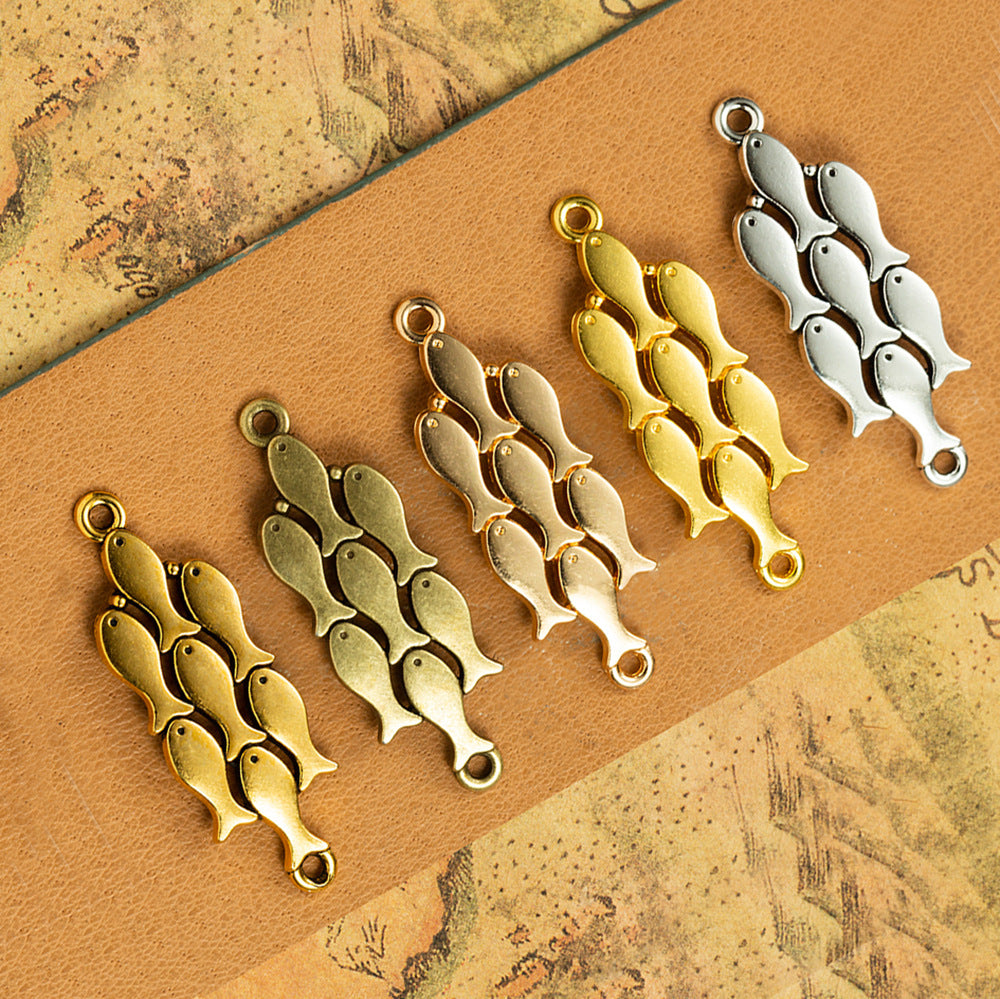 44x15mm Curved Koi Fish Double Hole Alloy Connector