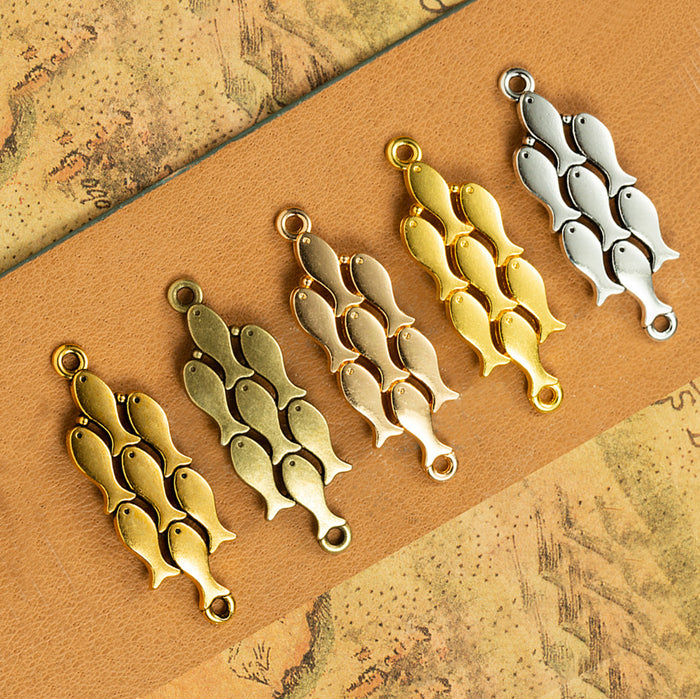 44x15mm Curved Koi Fish Double Hole Alloy Connector