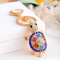 Multicolor Rhinestone Turtle Keychain Gold Tone Bag Charm view 2