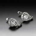 Silver Tone Musical Note Clear CZ Huggie Hoop Earrings view 5