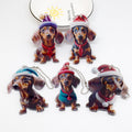 Christmas Dachshund Printed Acrylic Ball Chain Hanging Charms view 2