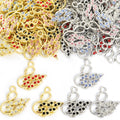 Rhinestone Swan Charms in Gold and Silver Tones, Five Colors view 4