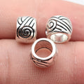 9.9x9.9x7.1mm 1.7g Antique Silver Tone Zinc Alloy Swirl Texture Large Hole Spacer Beads for Bracelet Making