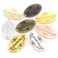 Oval Handmade Script Metal Tag Charms in Mixed Finishes view 2