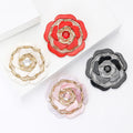 Openwork Acrylic Rose Brooch Crystal Center Four Colors view 3