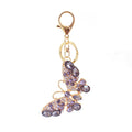 Faceted Stone Butterfly Alloy Keychain With Split Ring And Clasp view 5