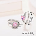 Silver Heart CZ Twist Huggie Hoop Earrings Four Colors view 4