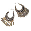 Silver Tone Crescent Fringe Statement Long Hook Earrings view 5
