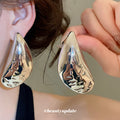 Gold and Silver Polished Teardrop Stud Earrings Statement Jewelry view 3