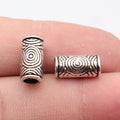 13x6.4x6.4mm 1.3g Antique Silver Zinc Alloy Ring Texture Tube Spacer Beads for Dreadlock Jewelry Making