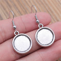 Round Cabochon Tray Dangle Earrings in Two Antique Finishes view 4