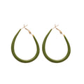 Green Enamel Hoop Earrings In Round And Teardrop Shapes view 5
