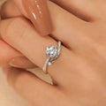 Round Clear Solitaire Sweeping Crossover Ring In Silver Tone view 3